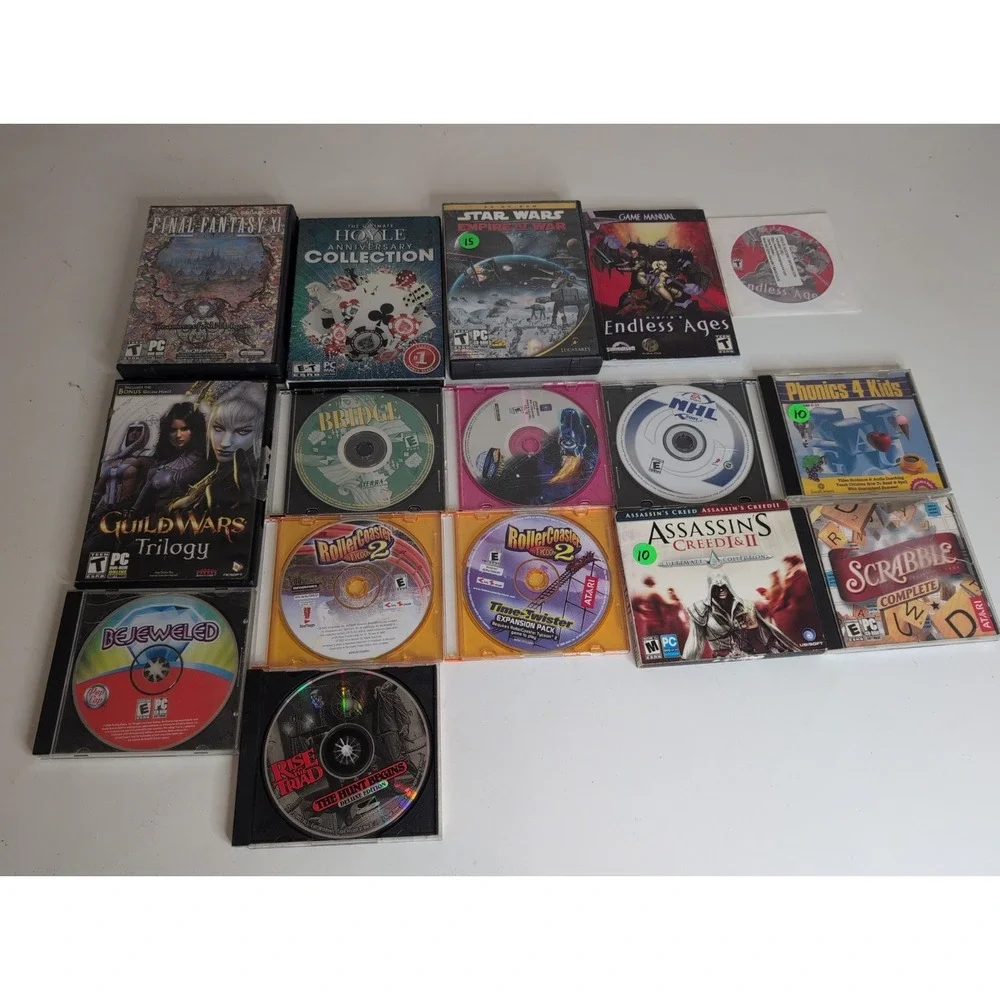 Mixed Lot Of 15 PC Computer Games Final Fantasy XI Star Wars Assassin's Creed